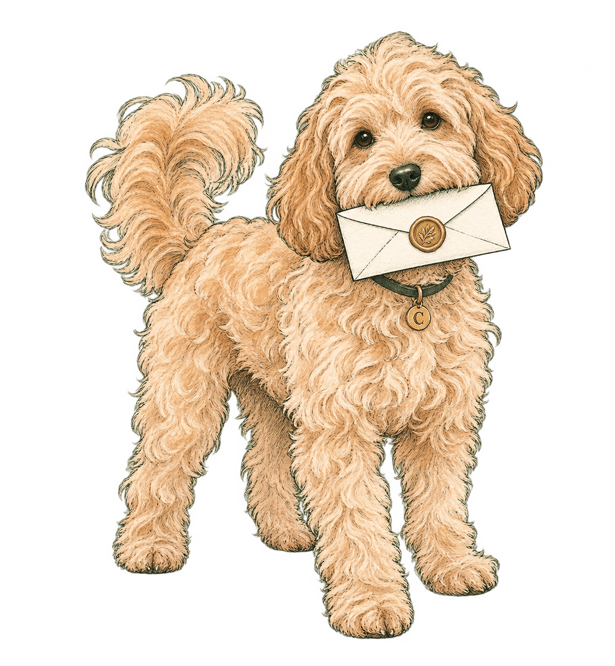 Colette ‘Coco,’ carrying a wedding reply envelope