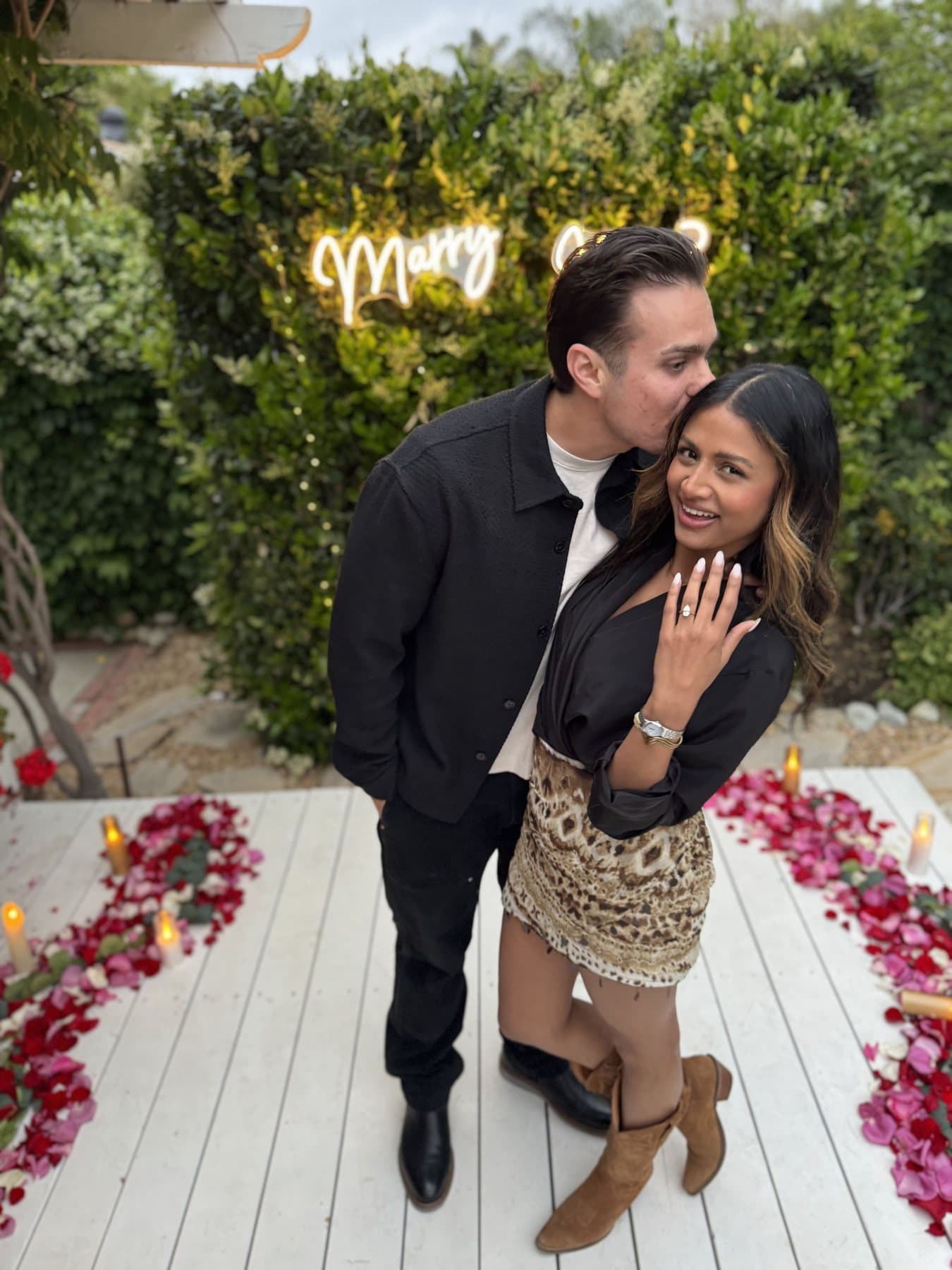 Jack kissing Anishka after their engagement